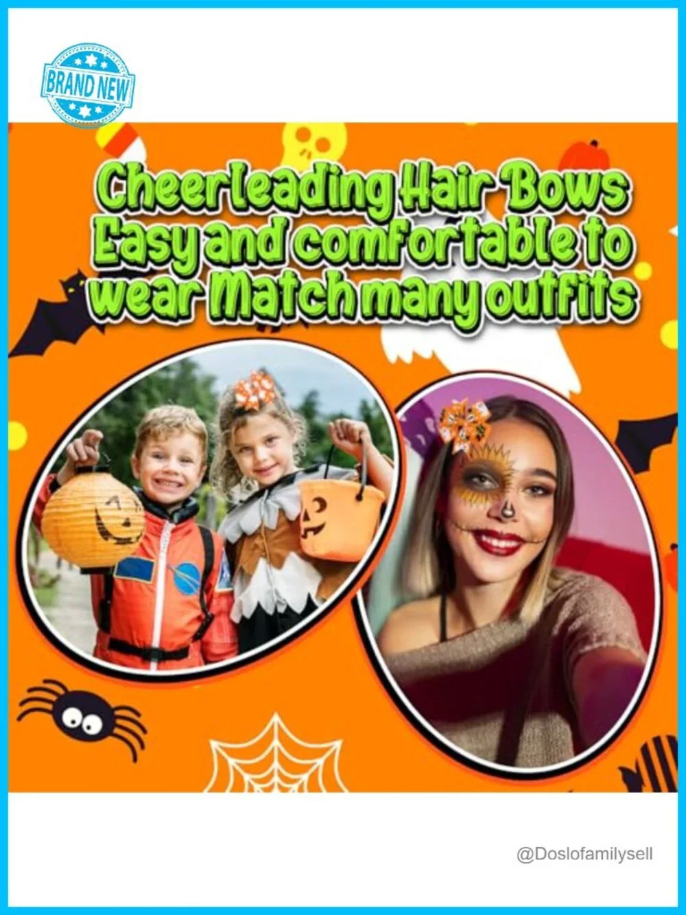 Halloween Bow Knot Hair Pins & Pumpkin Headband Set - Girls Hair Accessories